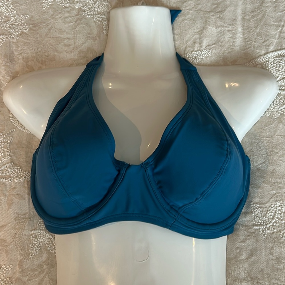 Shapermint full coverage Teal Halter Bikini Top